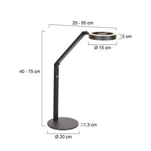 Stolová LED lampa Ringlux, čierna, kovová, nastaviteľná