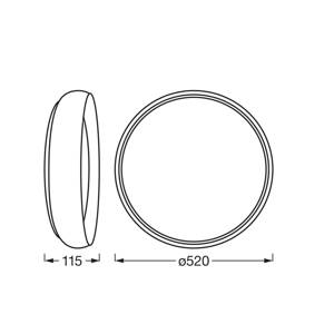 OSRAM stropné LED svetlo ORBIS LIVIA, Ø 52 cm, sivá, kovové stmievateľné
