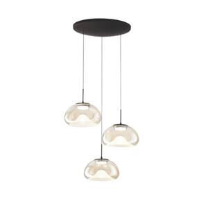 LED závesné svietidlo Brena, 3-pl., koňak, Ø 35 cm CCT, stmievateľné