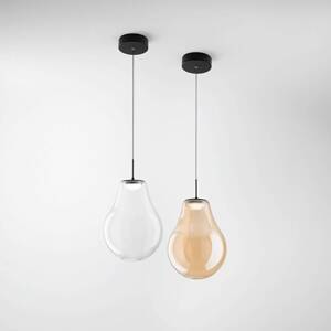 LED závesné svietidlo Noa, jantárové, sklo, Ø 25 cm, CCT, stmievateľné