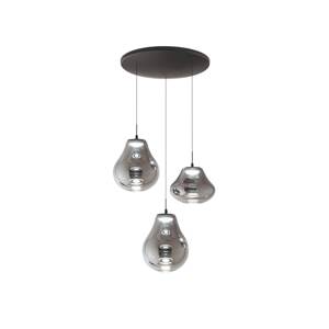 LED závesné svietidlo Deva, 3-pl., Ø 50 cm, sivá, CCT, stmievateľné