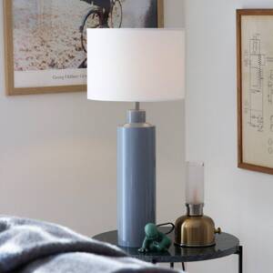 PR Home Stolová lampa Solo, modrá/biela, výška 65 cm, kov/textil