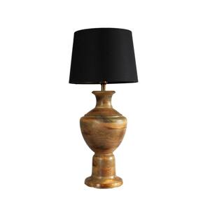 Stolová lampa Alma, čierna/hnedá, výška 69 cm, drevo/textil