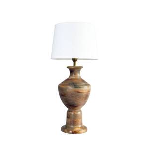 Stolová lampa Alma, biela/hnedá, výška 69 cm, drevo/textil