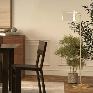 Maytoni sklenená stojaca lampa Cabaret, mosadz, výška 126,5 cm