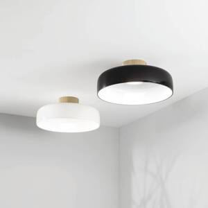 Stropné LED svetlo Lunar, čierne, sklo, Ø 42 cm, CCT, stmievateľné