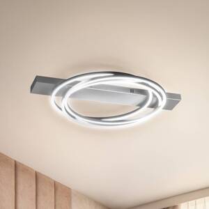 Stropné LED svetlo Kiku, dĺžka 76 cm, hliníková farba, kov