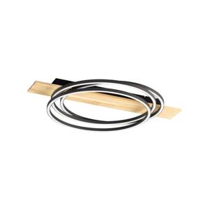 Stropné LED svetlo Marit, dĺžka 76 cm, pieskovo čierne, kov/drevo