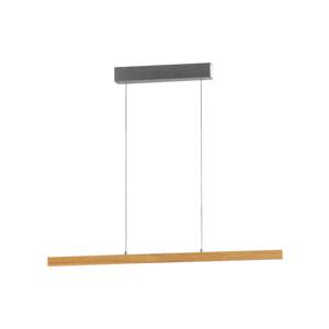 LED závesné svietidlo Shine-Wood, dĺžka 105 cm, dub/niklová farba