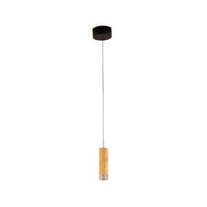 LED závesné svietidlo Shine-Wood, Ø 13 cm dub/čierna drevo/akryl