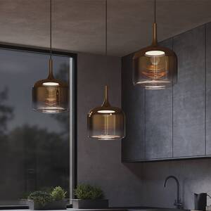 Maytoni LED závesné svietidlo Spirito, zlatá, sklo/kov, Ø 26 cm