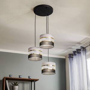 Závesné svietidlo Helen round grey-black-gold 3-light.