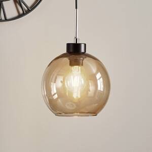 Závesná lampa Gota s tienidlom z dymového skla v guľovitom tvare