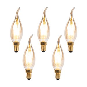 Sada 5 stmievateľných LED vláknových sviečkových žiaroviek E14 240V 3W 250lm