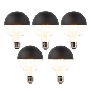 Sada 5 stmievateľných LED vláknových žiaroviek E27 G95 čiernych 550 lm 2700 K