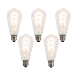 Sada 5 LED žiaroviek E27 so špirálovým vláknom ST64 5W 400 lm 2200K