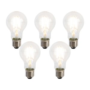 Sada 5 LED vláknových žiaroviek E27 A60 senzor súmraku 4W 470lm 2700K