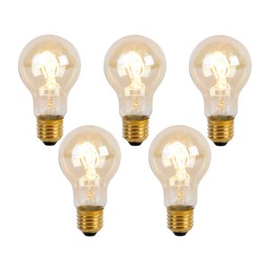 Sada 5 LED žiaroviek E27 so špirálovým vláknom A60 Goldline 2W 150lm 2200K