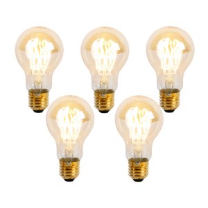 Sada 5 stmievateľných LED špirálových žiaroviek E27 A60 Goldline 4W 270 lm 2200K