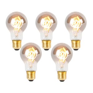 Sada 5 E27 LED špirálových žiaroviek A60 dymové 4W 120 lm 1800K