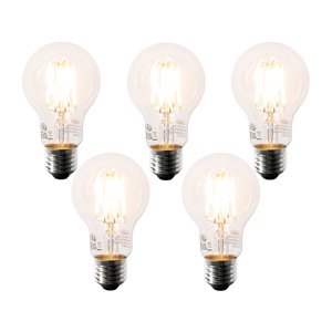 Sada 5 LED žiaroviek E27 A60 číre 6W 630lm 2200K