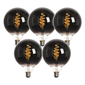 Sada 5 inteligentných LED žiaroviek E27 G125 čierne 4W 60lm 1800-3000K