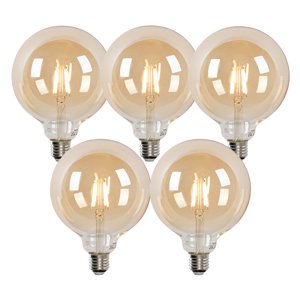 Sada 5 inteligentných LED žiaroviek E27 G125 zlatá 4,9 W 470 lm 1800-4000 K