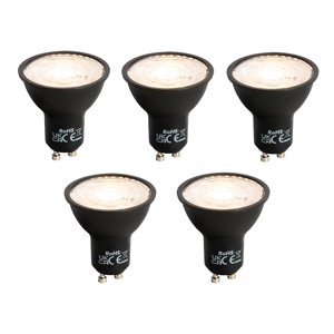 Sada 5 ks GU10 LED svietidlo čierne 7W 610 lm 3000K