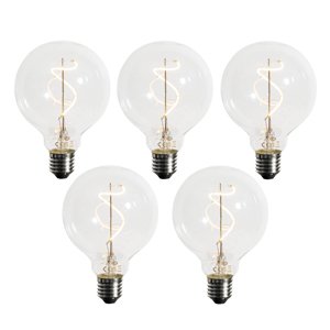 Sada 5 ks Stmievateľná LED žiarovka E27 so špirálovým vláknom G95 4W 270lm 2200K
