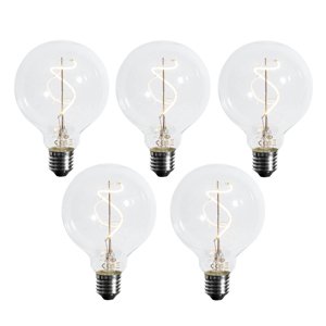 Sada 5 ks Stmievateľná LED žiarovka E27 so špirálovým vláknom G95 4W 270lm 2700K