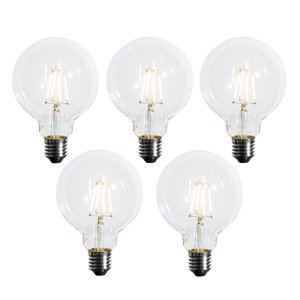 Sada 5 stmievateľných LED žiaroviek E27 s 3 stupňami G95 4W 450 lm 2700K