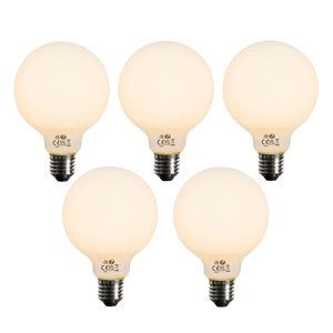 Sada 5 ks Stmievateľná LED žiarovka E27 opálové sklo G95 5W 450lm 2200K