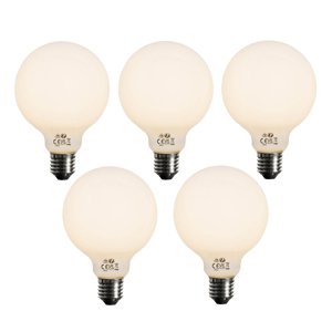Sada 5 ks Stmievateľná LED žiarovka E27 opálové sklo G95 5W 450lm 2700K