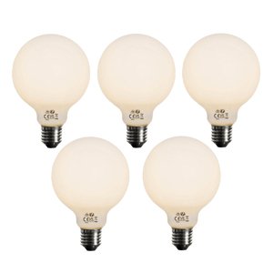 Sada 5 ks E27 3-stupňová stmievateľná LED žiarovka opálové sklo G95 4W 450lm 2700K
