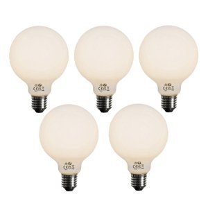 Sada 5 ks E27 3-stupňová stmievateľná LED žiarovka opálové sklo G95 4W 450lm 3000K