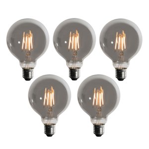Sada 5 ks E27 3-stupňová stmievateľná LED žiarovka dymová G95 4W 450lm 1900K