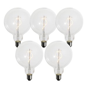 Sada 5 ks E27 Stmievateľná LED žiarovka so špirálovým vláknom G125 4W 270lm 2200K