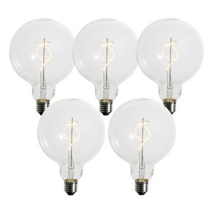 Sada 5 ks E27 Stmievateľná LED žiarovka so špirálovým vláknom G125 4W 270lm 2700K