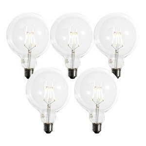 Sada 5 ks Stmievateľná LED žiarovka E27 so špirálovým vláknom G125 5W 450lm 2200K