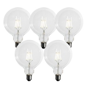 Sada 5 ks E27 3-stupňová stmievateľná LED žiarovka so špirálovým vláknom G125 4W 450lm 3000K