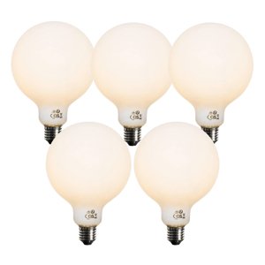 Sada 5 ks Stmievateľná LED žiarovka E27 opálové sklo G125 5W 450lm 2700K