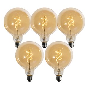Sada 5 stmievateľných LED žiaroviek so špirálovým vláknom zlatá G125 4W 270 lm 2200K
