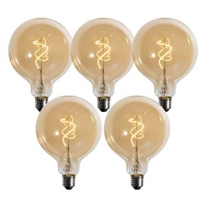 Sada 5 stmievateľných LED žiaroviek so špirálovým vláknom Gold G125 4W 270 lm 2700K
