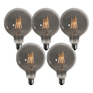 Sada 5 ks Stmievateľná LED žiarovka E27 dymová G125 4W 450lm 1900K
