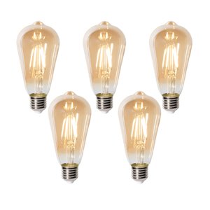 Sada 5 stmievateľných LED žiaroviek E27 ST64 zlatá 5W 450 lm 2700K