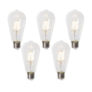 Sada 5 stmievateľných LED žiaroviek E27 ST64 číra 5W 600 lm 2700K