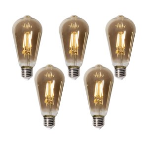 Sada 5 stmievateľných LED žiaroviek E27 ST64 dymové sklo 5W 450 lm 2700K