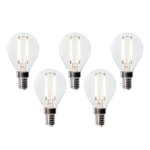 Sada 5 stmievateľných LED žiaroviek E14 P45 číre sklo 3W 250 lm 2700K