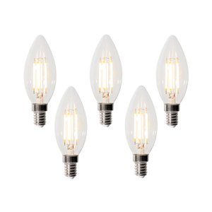 Sada 5 E14 3-stupňových stmievateľných LED žiaroviek B35 číra 4W 450 lm 2700K