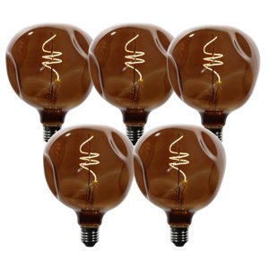 Sada 5 stmievateľných LED žiaroviek E27 T125 hnedá 4W 120 lm 1800K